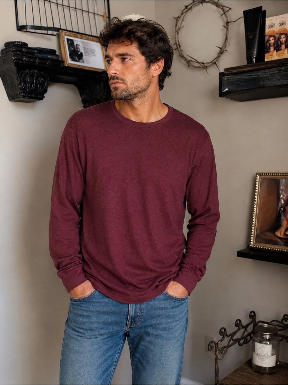 Express Men's Long-Sleeve Crewneck Shirt - nwt